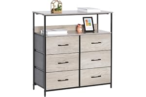 LYNCOHOME Cómoda, Cómoda para Dormitorio, Unidad de Almacenamiento, Armario con 6 cajones de Tela, Muebles de Dormitorio, Cómoda de 6 cajones, cajonera para Cocina, Oficina, Pasillo