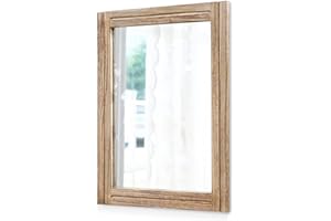 AAZZKANG Rustic Mirrors for Wall Large Rectangle Wood Frame Mirror Farmhouse Bedroom Bathroom Decorative Vanity Mirror 65 x 45 cm