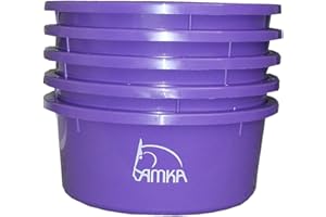 Amka set of 5 food/cereal bowls (2 litres) without lid, for feeding horses, dogs, animals; colour: purple
