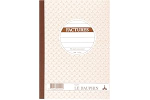 Le Dauphin - Réf. 1222D - Lot de 5 manifolds FACTURES - papier autocopiant - duplicata (1 original et 1 copie) - 50 feuilles - format 21 x 14,8 cm - couverture vernie