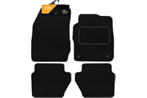 FSW - Tailored Mats - Fits Ford Fiesta Mk7 2011-2017 - Black Carpet - Anti Slip Mat - Non Slip Car Floor Mat, Fitted With Clips & Granulated Backing - 4 Pc Floor Mat - 2 Clips