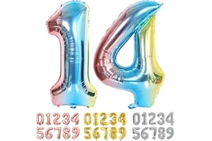 Ponmoo Foil Globo Número 14 41 Azul, Gigante Numeros 0 1 2 3 4 5 6 7 8 9 10-19 20-29 30 40 50 60 70 80 90 100, Grande Globos para La Boda Aniversario, Globo de Cumpleaños Fiesta Decoración
