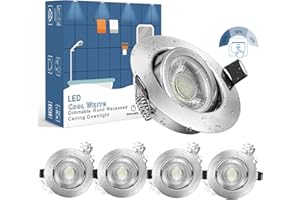 wowatt LED Spot Encastrable Dimmable IP44 Salle de Bain 7W Equi. 70w Ampoule Halogène 6000K Blanc Froid 700LM Plafonnier Spot Encastré Orientable Extra Plat 220V Éclairage Spot Rond 83Ra Lot de 5