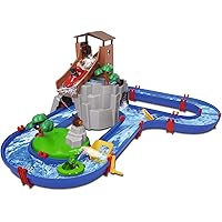 AquaPlay - AdventureLand - Wasserbahn mit Berg, Turm und Stausee, Spieleset inkl. 2 Tierfiguren, Motorboot und Speedboot…