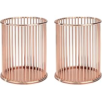 JLNGTHONG 2 stuks gouden make-up borstelhouder, bureau nette pennenpotten, opengewerkte ronde schrijfinstrumentenhouder, bureauaccessoires en opslagproducten, voor school, thuis, kantoor