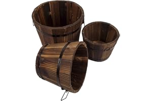 MEENA SUPPLIES Wooden Planter Buckets (4)