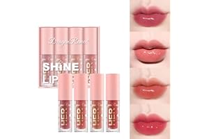 MTUVKGT 4PCS Shine Lip Gloss Set, Labbra Luminose con Lip Plumper, Set di Rossetti Liquidi a Lunga Durata, Olio Idratante per Labbra, Luccicante Lucidalabbra Volumizzante (A)