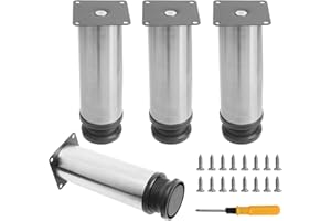 Toolzia 4Pcs Furniture Legs, 5.9"/15cm Adjustable Furniture Support Feet,Adjustable Height Replacement Support Feet Legs for Sofa Table Chair Desk Kitchen Cupboard Cabinets Legs Feet (Silver)