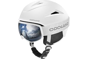 Odoland Casco de Esquí con Gafas para Hombres y Mujeres, Casco de Nieve Deportivo Ligero Ajustable, Equipo de Esquí Profesional para Snowboard Motonieve Esquiar para Adultos y Jóvenes