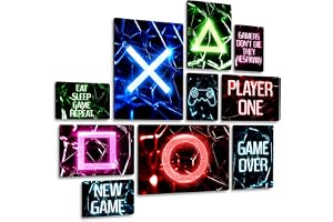 Giallobus - Set med 10 flerpanelsmålningar - Gaming console - Mdf trä - | 2 x 42x29,7cm | 4 x 29,7x21cm