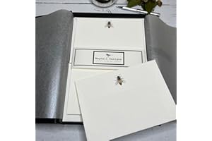 Wagtail Designs Writing Paper Gift Set with a Honey Bee Illustration in a Lovely Black Box with Ribbon (18 Sheets of Quality Letter Writing Paper and envelopes)