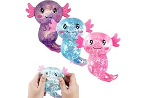 Zestaw 3 zabawek Axolotl Squishy, urocze, mięciutkie kulki, błyszczące zabawki antystresowe Axolotl, miękkie, idealne jako zabawka relaksacyjna i prezent