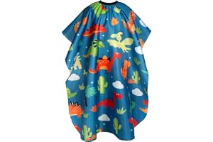 Barberarkappa för barn, frisörförkläde, barberarkappa för studio och hem, blå tecknad dinosauriemodell
