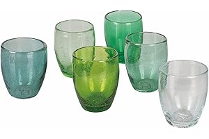 Villa d’Este Home Tivoli 5910819 Acapulco-Juego de 6 Vasos de Agua en Pasta de Vidrio soplado de 300 ml, Cristal
