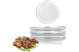 Melearch 3 Pezzi Accessori Friggitrice ad Aria da 7,8 Pollici, Griglia in acciaio inox impilabile, Accessori Rotondi per Friggitrice ad Aria, Adatto al forno e alla lavastoviglie