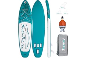 FEATH-R-LITE Inflatable Stand Up Paddle Boards Premium SUP Paddle Board with Paddleboard Accessories Including Backpack,Air Valve Adapter,Fins,for Adults & Youth of All Skill Levels