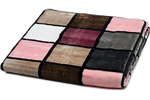 Gözze - Weiche Kuscheldecke, Cashmere Feeling, Hohes Stoffgewicht 500 g/m², Antigua, 150 x 200 cm - Altrosa/Taupe/Beere