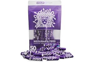 ‎MEDUSAFILTERS Medusafilters 50 Stück 6mm Ø Slim Premium Aktivkohlefilter mit veganen Fasercaps & Kokos Aktivkohle | Filter mit 25mm Länge made in Germany (VIOLET EDITION)