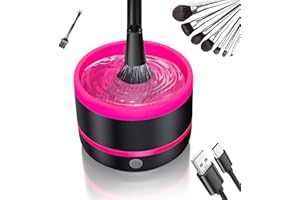 Marstey Cosmetic Brush Cleaner, Electric Makeup Brush Cleaner, Automatic Makeup Brush Cleaner, Quick Cleaning Machine, Brush Organizer, Beauty Tool, Low Noise, for Girls and Women(Red)