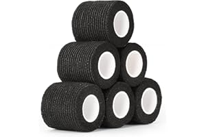 SEADESKY 6 Rollen Selbsthaftende Bandage Hund Vet Wrap Pet Selbstklebender Verband 5cm x4,5 m Cohesive Bandages Haftbandage Elastische Binde Fixierbinde für Katze Hund Pferd Finger Kohäsive Bandage (Schwarz)