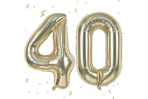 FEYG 40th Birthday Balloons Champagne Gold, 40 Inch Giant Foil Number 40 Balloons Self Inflating for Women, Light Gold Digit 4 & 0 Helium Balloons for Men Women 40th Anniversary Party Decorations Supplies