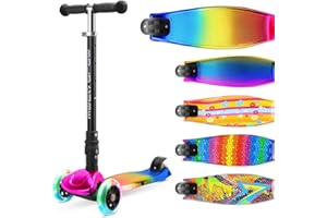 BOLDCUBE Big 3 Fold | Monopattino 3 Ruote Bambini 5-10 Anni | Pieghevole | Ruote con Illuminazione | Altezza Regolabile 65 a 89 cm