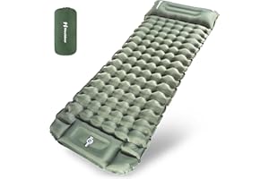 Hioutdoor Self-Inflating Sleeping Mat 10 cm Camping Ultralight Inflatable with Foot Press Pump/Cushion for Outdoor Hiking Beach Backpacking Tent Air Mattress Sleeping Mat Camping Mat
