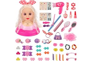 deAO Kids Hairdressing Makeup Doll Head, Dolls Head Toys for Hairdressing with Hair Accessories, Hair Dressing Doll Styling Head Toys Set for 3 4 5 6+ Years Old Kids Girls