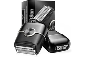 FitSan Elektrorasierer Herren – Folienrasierer mit 4 flexiblen Klingen für Glatze & Bart – IPX7 wasserdicht (Nass/Trocken) – Kabelloser Kopfrasierer mit Led Display schneller Ladung