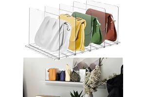 Rilime 5 Stück Regalteiler Schränke, verstellbare Kunststoff-Handtasche Geldbörse Tasche Kleidung Trennwand Regal transparent abnehmbare Regaltrenner für Schlafzimmer Küche Schränke (5 Stück)