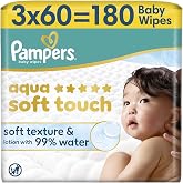 Pampers Aqua Soft Touch Bebek Islak Havlu 3 Paket 180 Yaprak