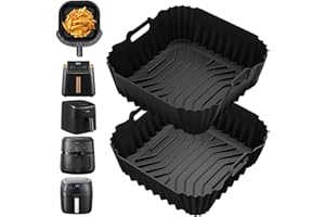 ZORENLEPO 2 Stück Heißluftfritteuse Silikonform Zubehör für Quadratische Airfryer,Air Fryer Zubehör Wiederverwendba anstelle Backpapier,Air Fryer Silikon Einsatz für Philips,COSORI,Tefal,Ninja,Russell Hobbs