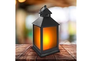 Eaxus® Lanterna a LED per esterni, portacandela con effetto fiamma, decorazione per soggiorno e giardino