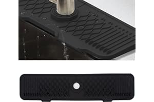 Veki Alfombrilla de Silicona para Grifo, Protector Salpicaduras de Fregadero, Bandeja de Recogida de Goteo, Tapete Absorbente para Fregadero para Proteger Encimera de Cocina y Baño (61cm, Negro)