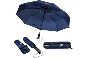 VON HEESEN Regenschirm sturmfest bis 140 km/h - inkl. Schirm-Tasche & Reise-Etui - Taschenschirm mit Auf-Zu-Automatik, klein, leicht & kompakt, Teflon-Beschichtung, windsicher, stabil