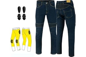 REXTEK Wim-Tec 1051 (Modell jn-999) Motorrad-Panzerjeans aus Denim-Kevlar-Jeans, Sicherheitsschutz mit 2 x Knieschützern, 2 x Hüftschutz