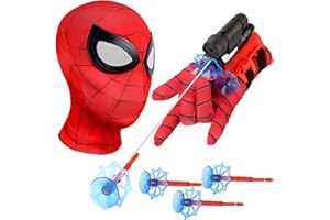 Byhsoep Spider Launcher Guante con máscara para niños, Juego de Juguetes de muñeca, Lanzador de héroes para Cosplay, Guante Divertido Juguete Educativo, Regalo para niños