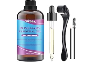 GIFBEA Organic Rosemary Oil for Hair Growth,100% Pure Undiluted Rosemary Essential Oil w/Hair Roller for Scalp & Skin Care,Non-Greesy Hair Growth Oil Serum Hair Loss Treatment for Women Men Eyebrow Eyelash