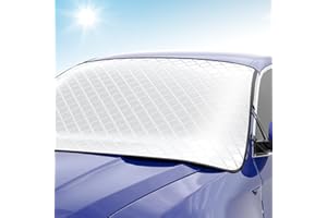 PRIKSIA Car Windscreen Cover, Front Window Sunshade, Heavy Duty Ultra Thick Protective Cover for Winter/Summer, Fits Standard Auto (183x116 cm) (6002)