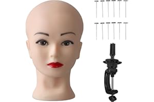 AOFADANING Eye-catching wig displays: bald model heads, afro wig stands and model heads for wigs and make-up techniques - show off your style! (go bareheaded) (flesh-colored)