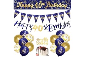Mens 40th Birthday Decorations Navy Blue Gold 40th Blue Gold Birthday Decorations Men Happy 40th Birthday Decorations by RichMoho