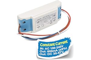 Chanzon LED Driver 600mA (Constant Current Output) 30V-57V (in: 85-277V AC-DC) (10-18) x3W 20W 30W 36W 45W 54W Power Supply 600 mA Lighting Transformer Drivers for High Power COB Chips (Plastic Case)