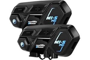 Fodsports Motorrad Bluetooth Headset mit Musik Teilen, M1S PRO 2000m 8 Motorräder Helm Intercom Kommunikationssystem, Universell Motorradhelm Gegensprechanlage mit Audio Multitasking, Doppelpack