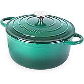 Nuovva Enamelled Cast Iron Dutch Oven Pot with Lid – 5 Quart Casserole Dish – Ceramic Dutch Oven for Bread Baking, Roasting, 