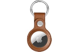 CAPTOR Portachiavi per Apple AirTag 2021, Custodia in Pelle con Gancio, Localizzatore GPS Anti Smarrimento, Cover protettiva (Marrone)