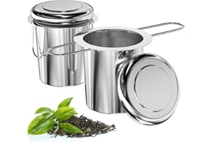 Relota 2 Stück Teesieb für Losen Tee, Teefilter Edelstahl 304 mit Klappbarem Griff und Deckel, Wiederverwendbar Tee Sieb, Feinmaschiges Tea Infuser, Teesiebe für die Meisten Tee-Tassen, Tee-Schalen