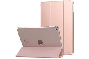 MoKo Funda para iPad Air 2 - Ultra Slim Función de Soporte Protectora Plegable Smart Cover Trasera Transparente Durable para Apple iPad Air 2 9.7 Pulgadas, Oro Rosa (Auto Sueño/Estela)