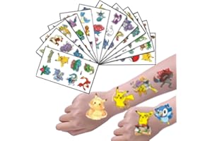 ‎KOOCOVY Tattoo, 12 Blätter 300+ Tattoos, Monster Hautfreundliche Temporäre tattoos für Geburtstags Geschenk Party Dekoration, Mitgebsel Kindergeburtstag