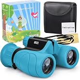 Qohuooi Compact Kids Binoculars 8x21 for Bird Watching & Camping (Blue) | Ages 3-12 Years, Boys & Girls, High-Resolution, Hik