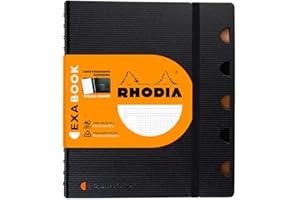 RHODIA 132572C - Cahier d’Organisation Rechargeable Exabook Noir A5+ - Petits Carreaux - 160 pages Détachables Perf 6 Trous - Papier Clairefontaine 80 g/m² - Couverture Polypro recyclée
